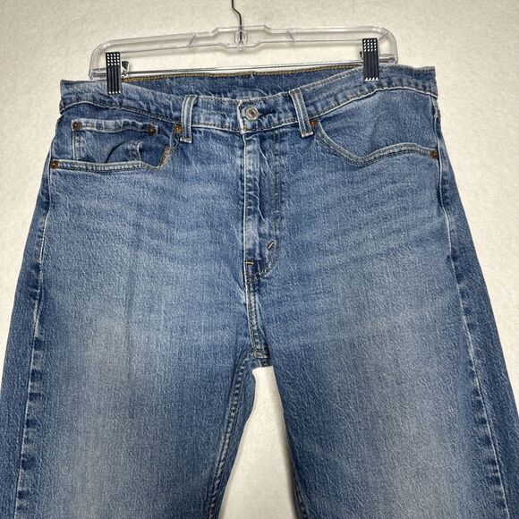 Levis 505 Jeans Mens 34x30 Blue Light Wash Regular Fit Straight Leg Modern - Picture 3 of 12